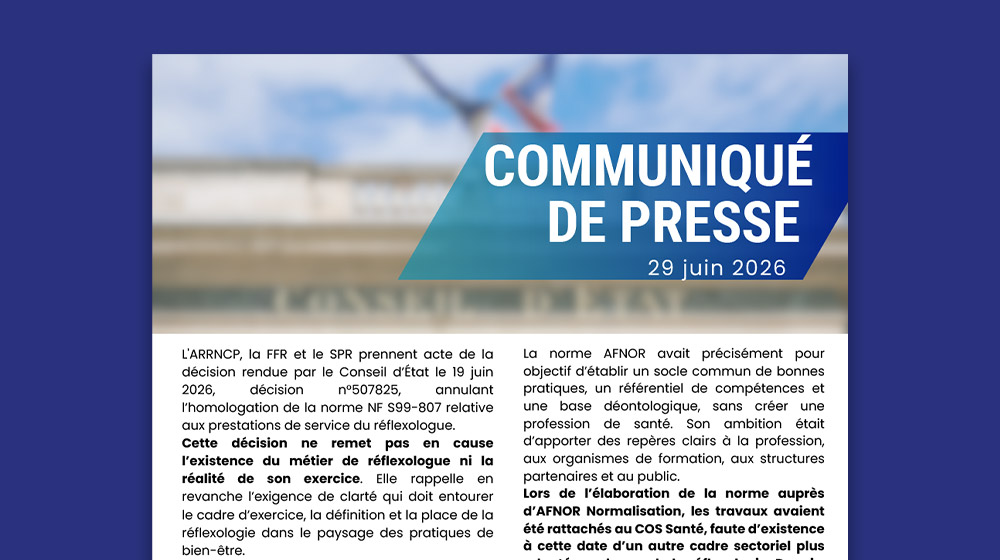 Communiqué de Presse au sujet de la Norme AFNOR